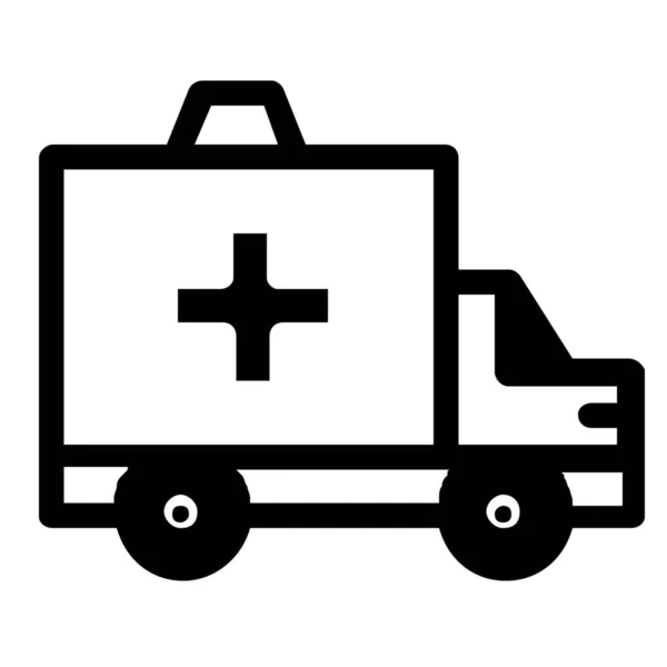 Ambulance Nouzové Zdravotní Ikony Pevném Stylu — Stockový vektor