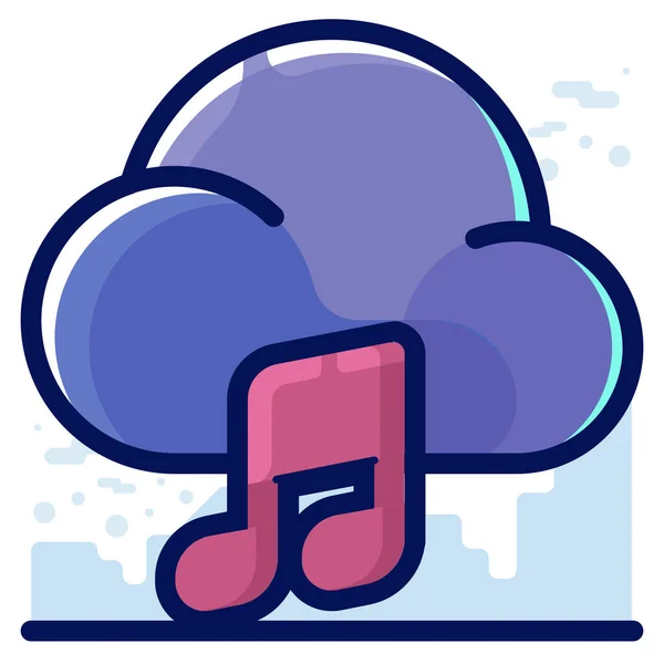 Cloud Media Multimedia Icon Filled Outline Style — Stock Vector