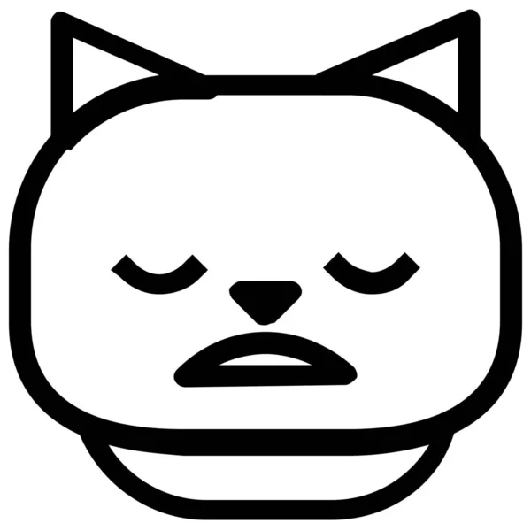 Icono Emoticono Gato Aburrido Estilo Esquema — Archivo Imágenes Vectoriales