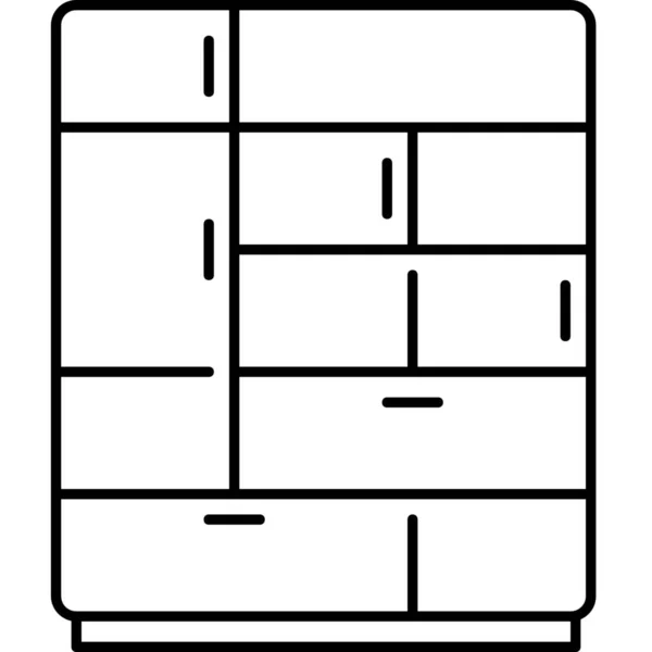 橱柜门家具图标 轮廓风格 — 图库矢量图片