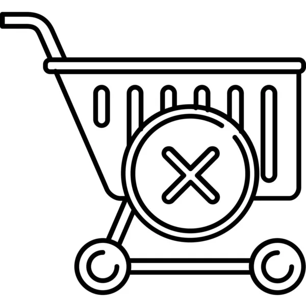 购买轮廓样式的取消购物车图标 — 图库矢量图片