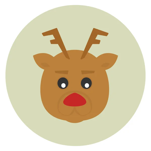 Icono Renos Venado Navidad Estilo Plano — Vector de stock