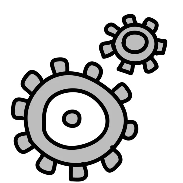 Tandwieloverbrengingen Instellingen Pictogram Handgetekende Stijl — Stockvector