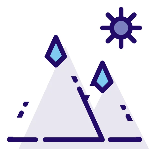 Daglicht Berg Zonnige Pictogram Gevulde Omtrek Stijl — Stockvector