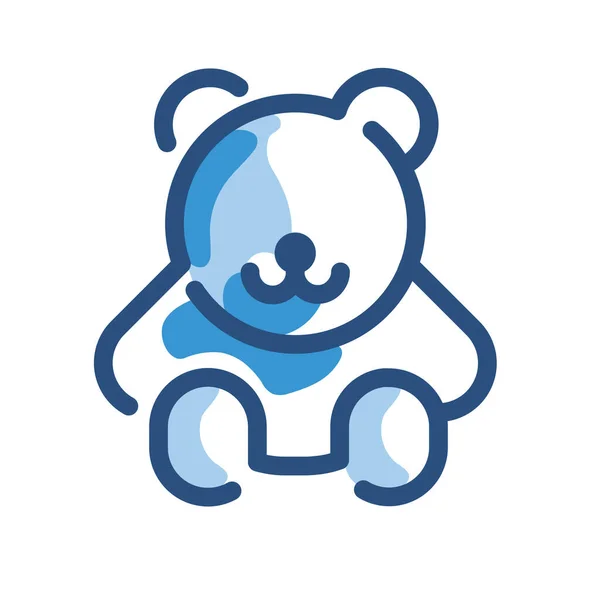Ведмідь Гра Плюшевий Значок Заповненому Стилі Контуру — стоковий вектор
