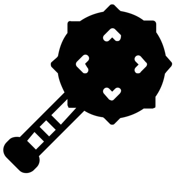 Икона Игрового Средневекового Оружия Твердом Стиле — стоковый вектор