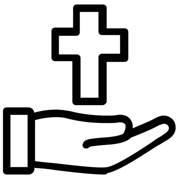 Χριστιανοσύνη Σταυρό Εικονίδιο Θρησκεία Στυλ Περίγραμμα — Διανυσματικό Αρχείο