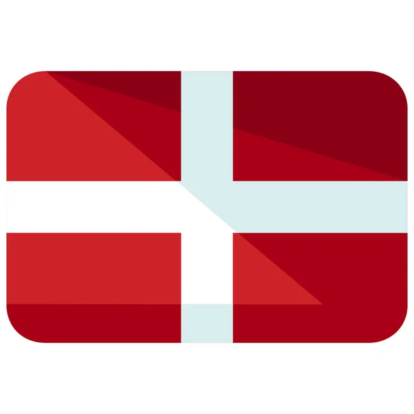 Pays Drapeau Danemark Icône Dans Style Plat — Image vectorielle