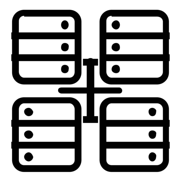 Icono Compartir Servidor Base Datos Estilo Esquema — Vector de stock