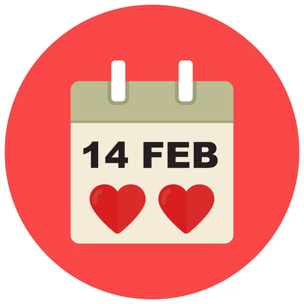 Día Calendario Valentine Icono Estilo Plano — Vector de stock