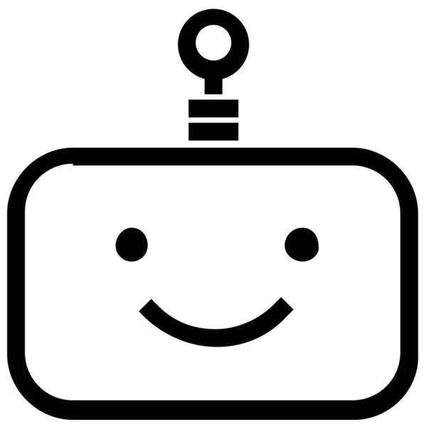 Emoticon Robot Mosoly Ikon Körvonalazott Stílusban — Stock Vector