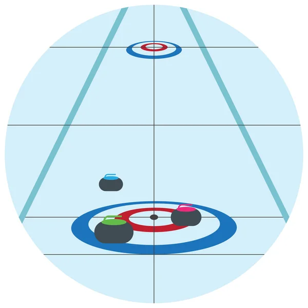 Escoba Círculo Curling Icono Estilo Plano — Vector de stock