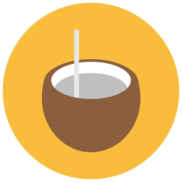 Getränke Kokosgetränk Ikone Flachen Stil — Stockvektor