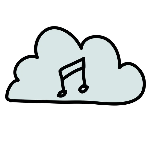 Cloud Connect Escuchar Icono Estilo Handdrawn — Vector de stock