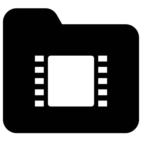 Ordner Medien Video Symbol Solid Stil — Stockvektor