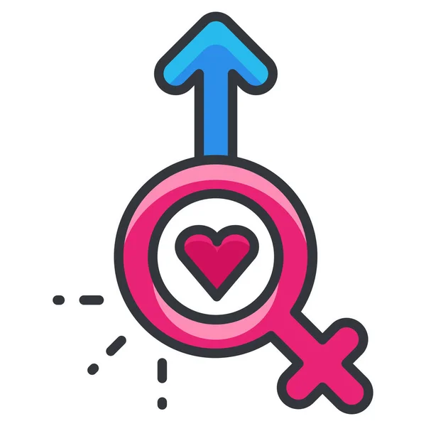 Female Heart Intercourse Icon Filled Outline Style — Stock Vector