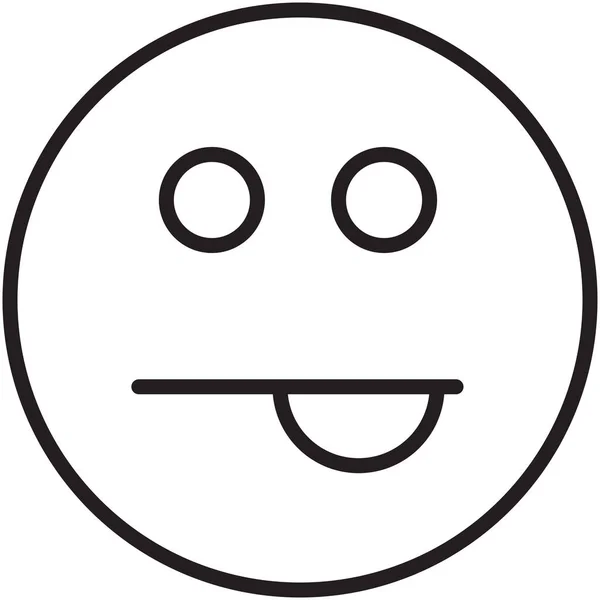 Emoticon Aus Geradem Mund Outline Stil — Stockvektor