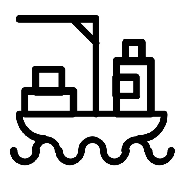 Εικονίδιο Μεταφοράς Φορτίου Πλοίου Στυλ Περίγραμμα — Διανυσματικό Αρχείο