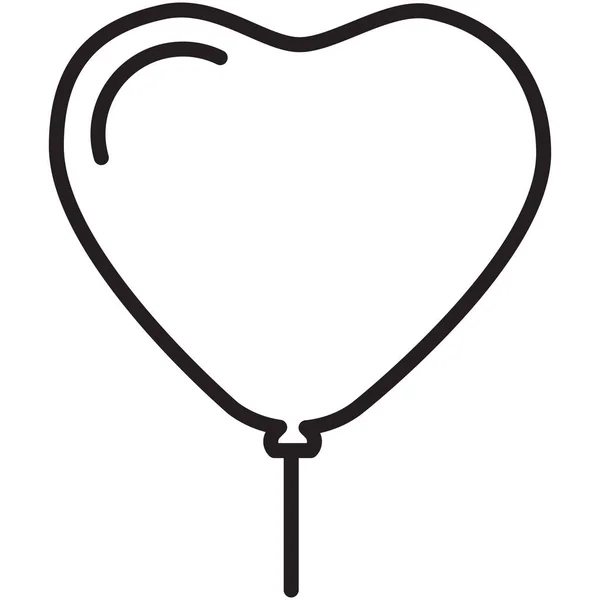 Balloon Decorate Heart Icon Outline Style — Stock Vector