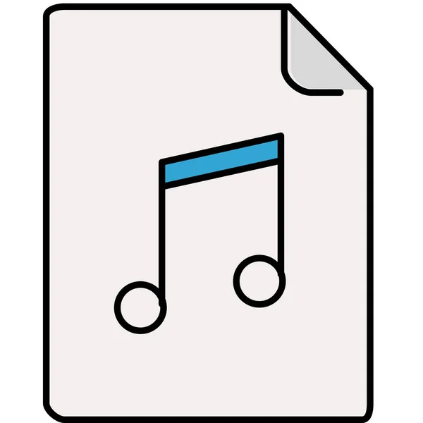 Icône Musique Interface Document Dans Style Contour Rempli — Image vectorielle