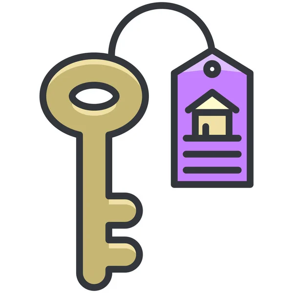 Essentials Hotel Key Icon Gevulde Omtrek Stijl — Stockvector