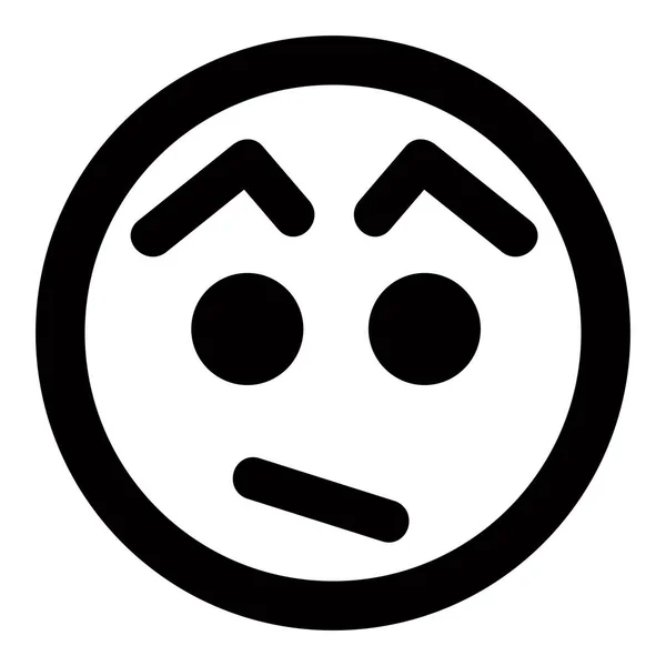 Emoticon Icona Scettica Delle Sopracciglia Stile Solid — Vettoriale Stock