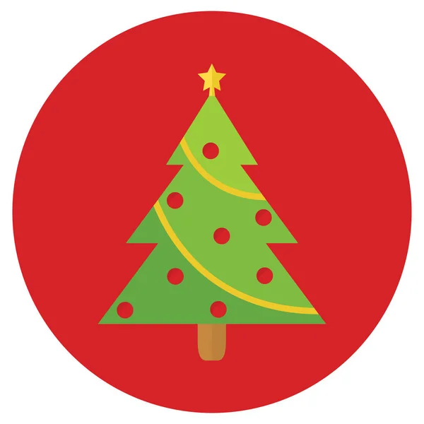 Karácsonyfa Ikon Lapos Stílusban — Stock Vector
