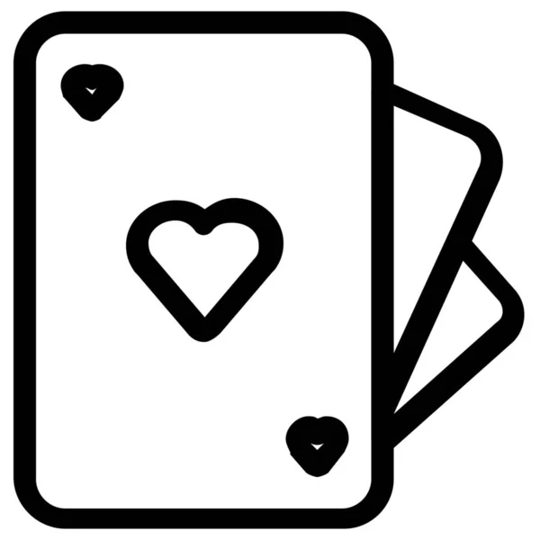 Cartas Jogos Azar Corações Ícone Estilo Esboço — Vetor de Stock