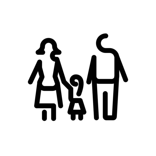 Kind Familie Mädchen Ikone Outline Stil — Stockvektor