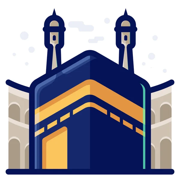 Kaabah Wahrzeichen Makkah Symbol Ausgefüllten Umrissstil — Stockvektor