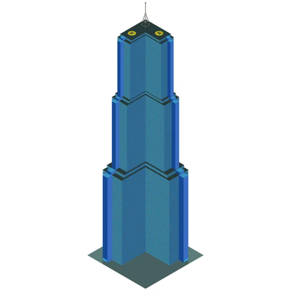 Gökdelen Kulesi Mimari Simgesi Isometric Stilinde — Stok Vektör