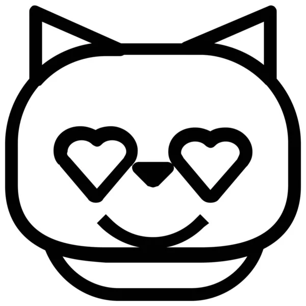 Katt Emoticon Leende Ikon Kontur Stil — Stock vektor