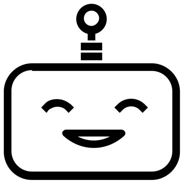 Ícone Sorriso Robô Emoticon Estilo Esboço — Vetor de Stock