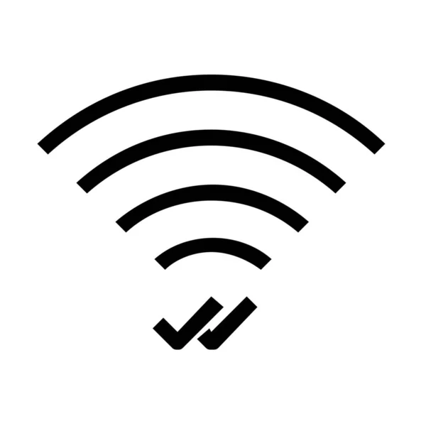 Подтвердить Значок Подключения Wifi Твердом Стиле — стоковый вектор