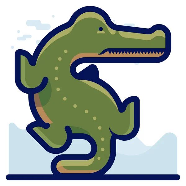 Aligator Zwierząt Krokodyl Ikona Stylu Wypełnione Zarys — Wektor stockowy