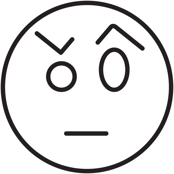 Doubt Emoticon Grumpy Icon Outline Style — Stock Vector