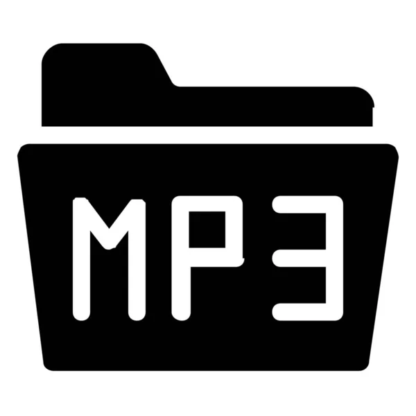 Carpeta Mp3 Icono Sólido Estilo Sólido — Vector de stock