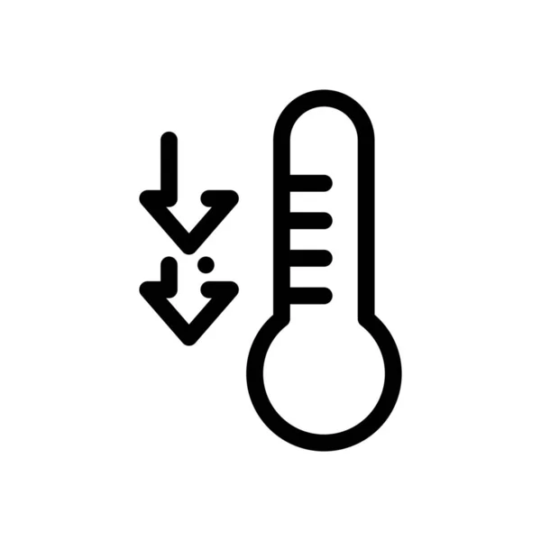 Daling Voorspelde Temperatuur Pictogram Outline Stijl — Stockvector