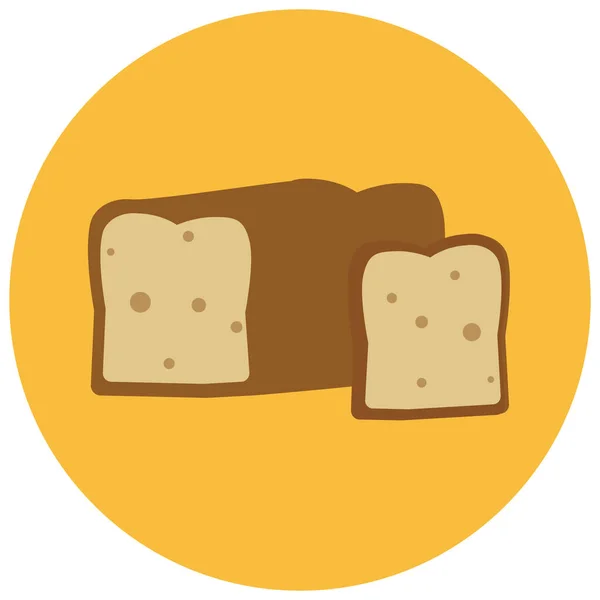 Bread Food Loaf Icon Flat Style — Stock Vector