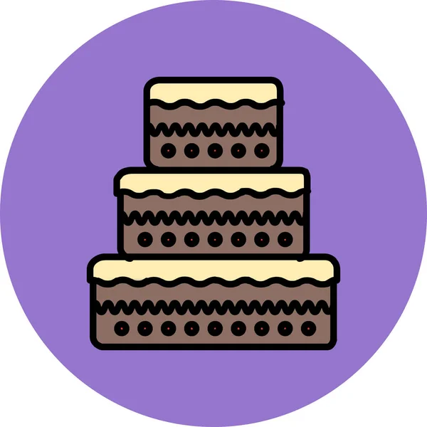 Pastel Chocolate Icono Comida Estilo Contorno Lleno — Vector de stock