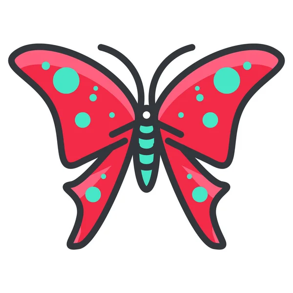 Beauty Bug Butterfly Icon Filled Outline Style — Stock Vector