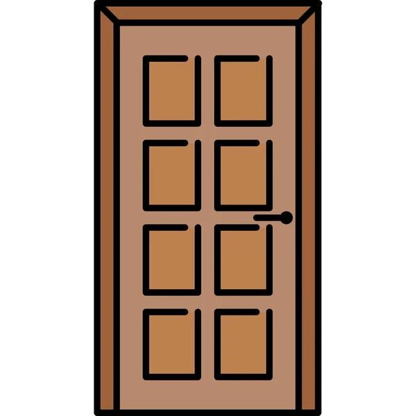 Muebles Puerta Acolchados Icono Estilo Contorno Lleno — Vector de stock