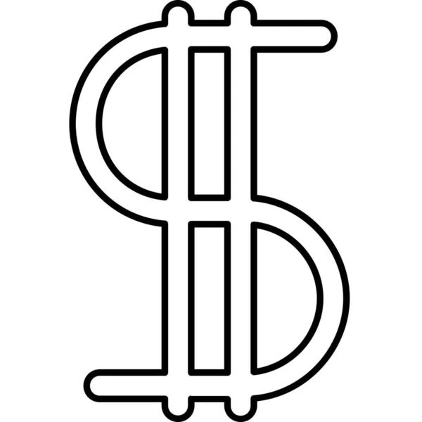 Devise Dollar Finance Icône Dans Style Outline — Image vectorielle