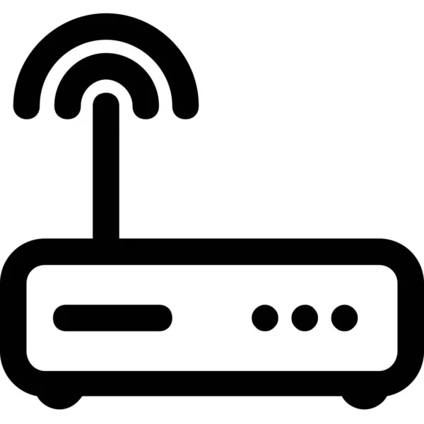 通信機器のインターネットアイコンをアウトライン形式で — ストックベクタ