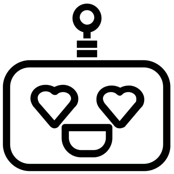 Icono Del Robot Amor Emoticono Estilo Esquema — Vector de stock