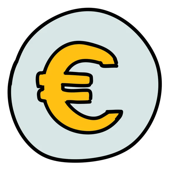 Business Euro Finance Icon Estilo Handdrawn — Archivo Imágenes Vectoriales