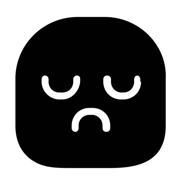 Emoticon Triste Ícone Infeliz Estilo Sólido — Vetor de Stock