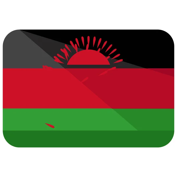 Malawi Kraj Bandera Ikona Płaski Styl — Wektor stockowy