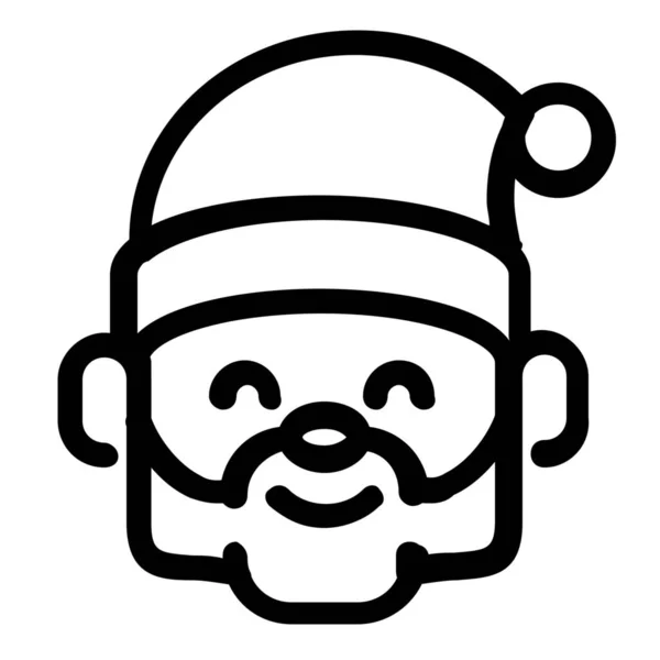 Claus Emoji Weihnachtsmann Symbol Umriss Stil — Stockvektor