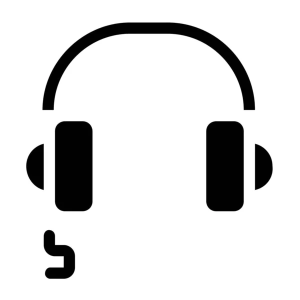 Headset Headphones Ícone Sólido Estilo Sólido — Vetor de Stock